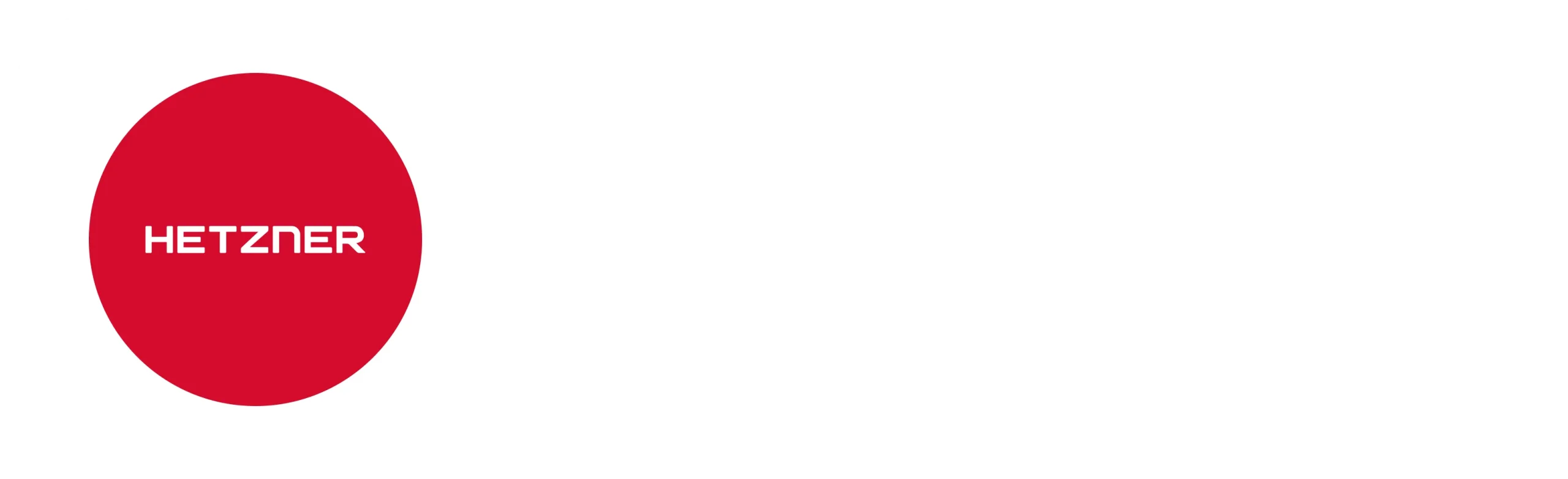 Hetzner logo featuring a red circle with the word HETZNER in white, next to the company name Hetzner in bold white text on a black background, representing their expertise in managed cloud services and cloud hosting services.