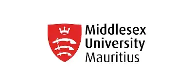 Logo of Middlesex University Mauritius, featuring a red shield with three white curved swords and a crown, next to the text Middlesex University Mauritius in black. Proud provider of managed IT services and cloud hosting services.